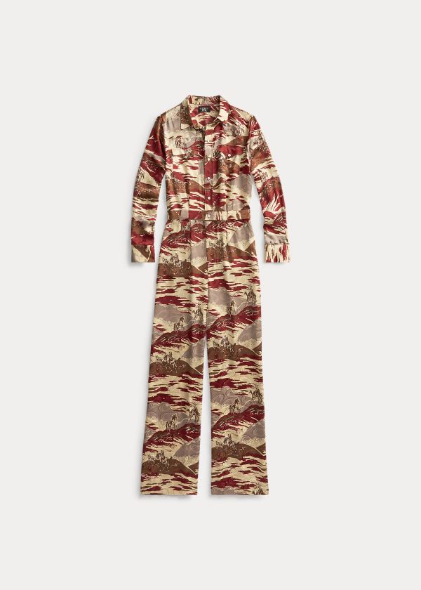 Jumpsuits Ralph Lauren Mujer Rojos / Marrom - Western Silk - IOUPD9280